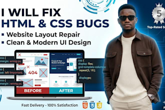 fix html css bugs and responsive issues fast