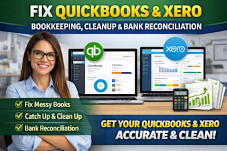 fix quickbooks and xero bookkeeping, cleanup, and bank reconciliation