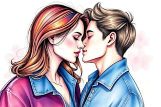 couple portrait wedding portrait illustration