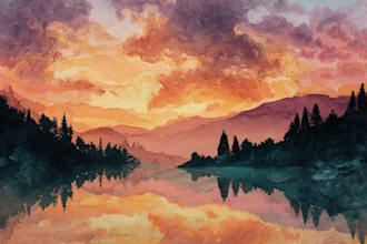 draw a watercolor landscape illustration