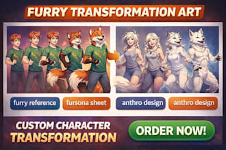create custom furry transformation art or anthro transformation illustration