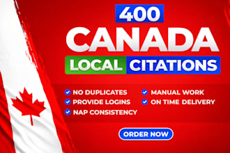 create 400 high quality canada local citations for local SEO