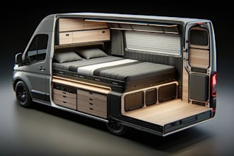 design 3d camper van, caravan, and motorhome interior with realistic renders