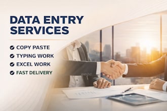 do fast data entry, copy paste, typing and excel work