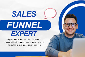 systeme io sales funnel, funnelish landing page, card landing page, system io