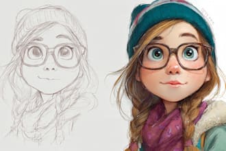 draw cute cartoon portrait