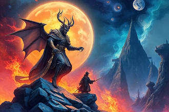 illustrate professional fantasy book cover art