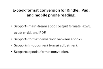 convert the document format to azw3 epub or mobi