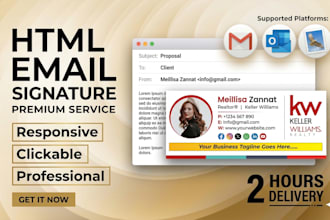design a clickable HTML email signature for gmail, outlook, apple mail