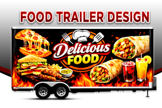 do exclusive food truck wrap, food trailer, food truck design, any truck wrap