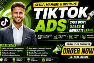 setup and manage tiktok ads for sales, leads and tiktok shop