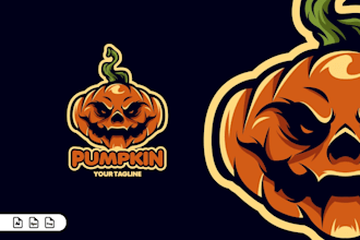design unique custom halloween, pumking logo