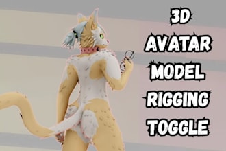 model and rig 3d vr chat furry avatar nsfw character with facial features vtuber