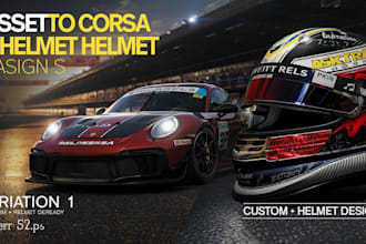 create your assetto corsa livery and helmet, racing 3d design, sim racing,