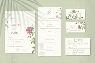 do minimalist flower wedding invitation and stationery