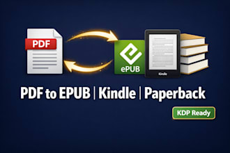 convert PDF, word to epub, kindle format, paperback layout and workbook format