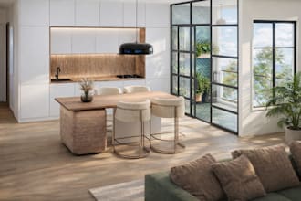 design and render a functional kitchen
