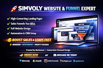 design simvoly website sales funnel landing page and automation system