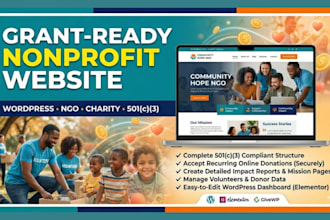 create 501c3 nonprofit website wordpress charity ngo, grant ready organization