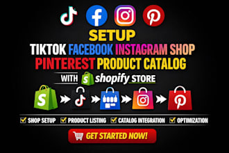 setup tiktok facebook instgram shop pinterest product catalog with shopify store