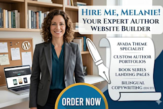 design wordpress author landing page or customize avada theme for book series