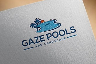 design summer swimming pool spa logo