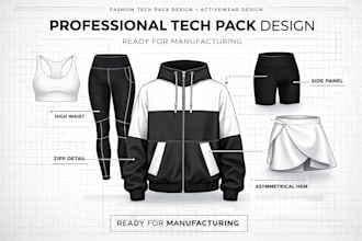 create activewear clothing tech pack sportwear leggings as fashion designer