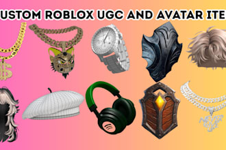 design custom roblox ugc accessories, chains, armor, hair, sword and avatar item