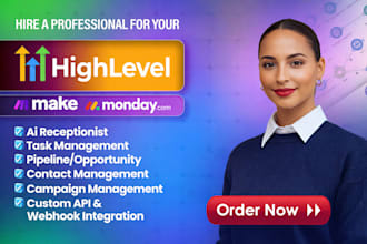 setup make com, zapier, gohighlevel, monday com, airtable crm integration expert
