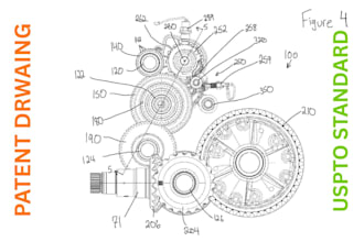 create uspto patent drawing patent illustration and patent design for utility