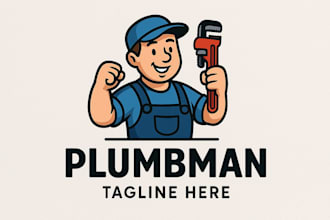 do a professional plumber handyman mascot logo for your business
