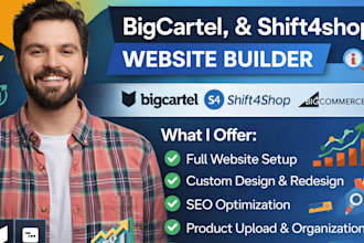 design redesign big cartel ecwid shift4shop website and optimize big cartel SEO