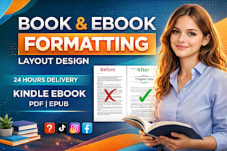 do kdp book formatting interior layout print book typesetting ebook cover design