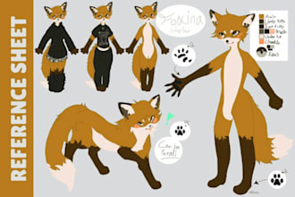 draw custom furry art, anthro character, furry ref sheet furry commission