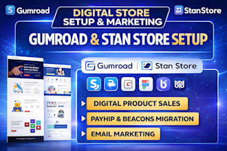 setup gumroad store, upload products listing, courses set up, gumroad automation
