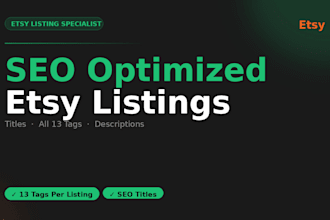 do etsy product listing, SEO listing, and bulk product upload