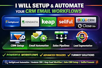 setup gohighlevel vendasta keap sellful zoho close CRM email workflow automation