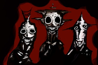 design original analog horror style characters