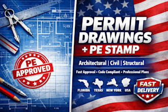 draw city permit drawing architectural, civil and structural drawings pe stamp