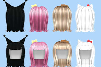 create custom roblox ugc hair, cute anime hair, cat ear hair and accessories