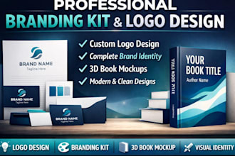create modern branding  book kit visual identity 3d book mockup logo design