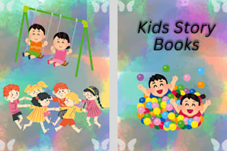 design colorful kids book cover, children story book cover and illustration