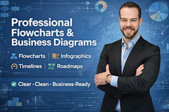 design professional infographics, flowcharts and business diagrams