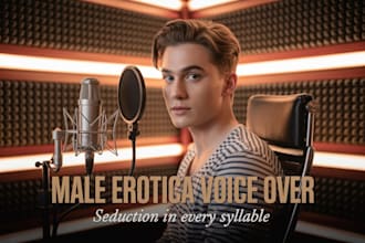 record nsfw voice acting, sexy voice actor, male voiceover for narration