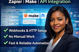 setup zapier and make integration with API webhooks http and automation