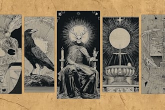 draw custom tarot card illustration with dark art style