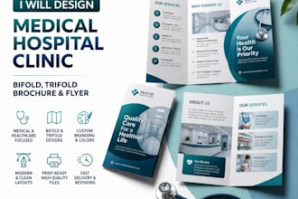 create brochure and flyer for medical, hospital, clinic bifold trifold designs