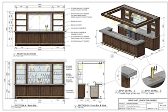 create glazing shop drawing for millwork, joinery, cabinet cad drafting plans