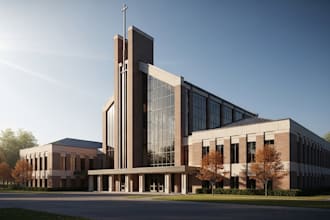 design 3d church elevation, renovation, stage, pulpit renders with visualization