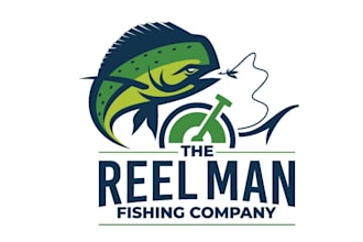 design aesthetics reel man fishing company logo